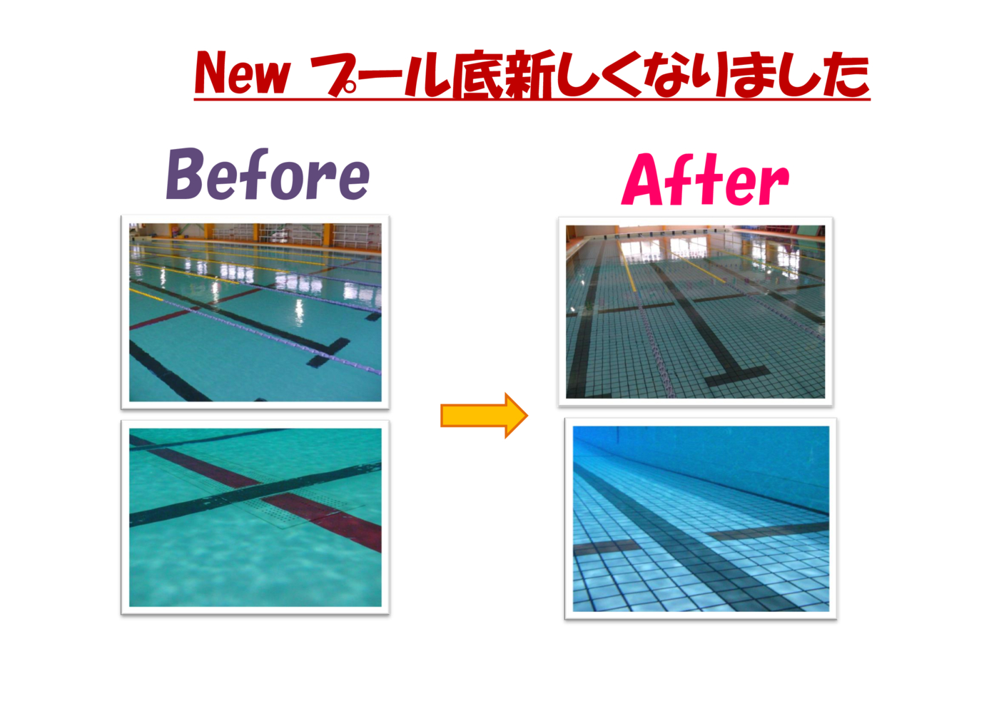 プール底が新しくなりました。