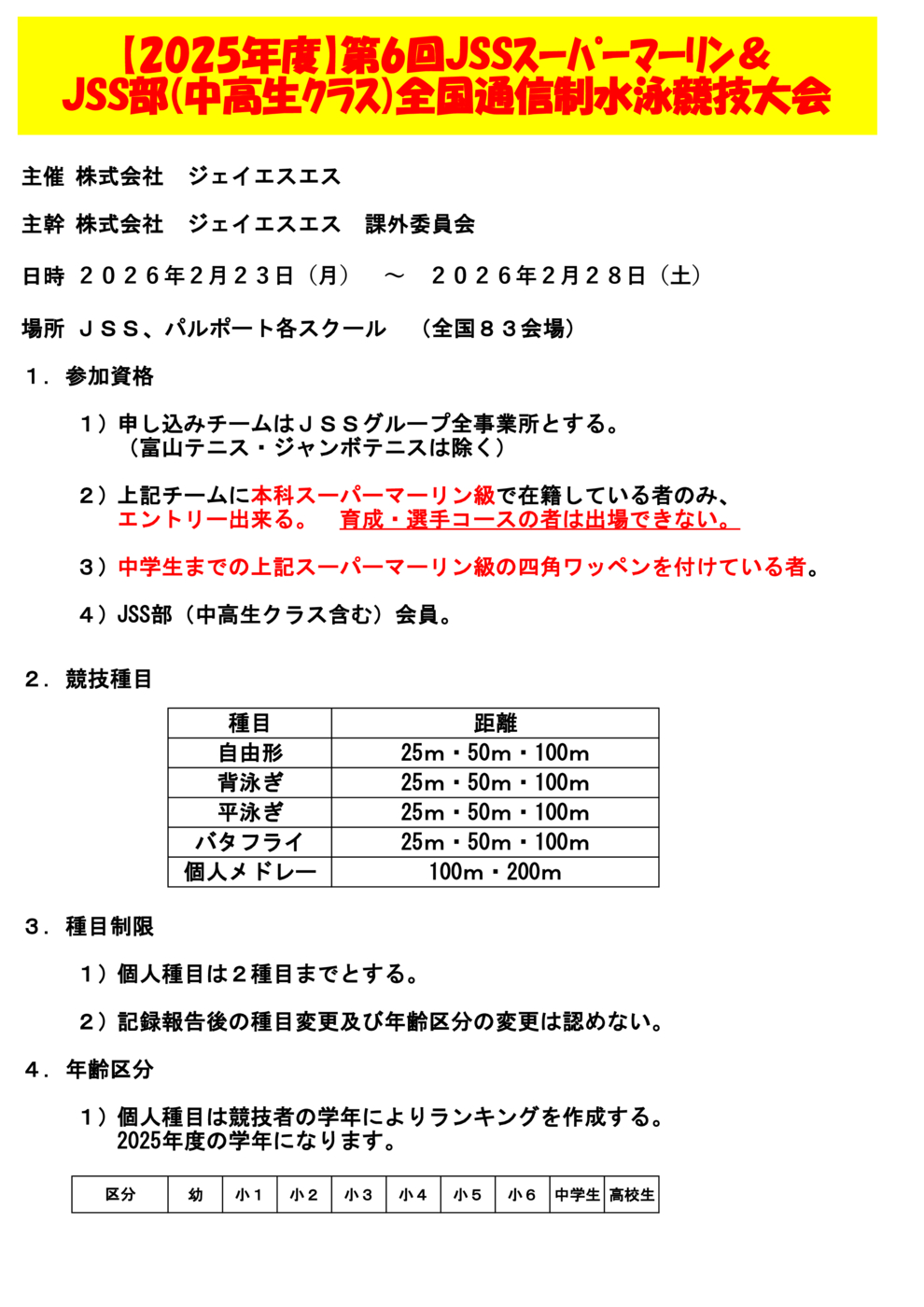 第６回JSSスーパーマーリン通信大会要項