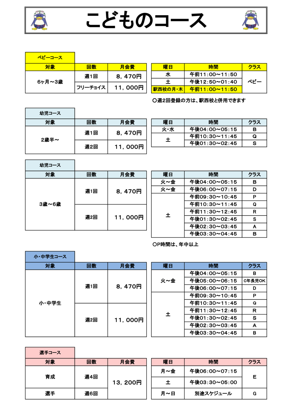 料金プログラム