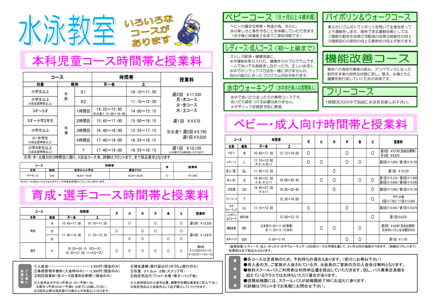 プログラム概要と料金画像