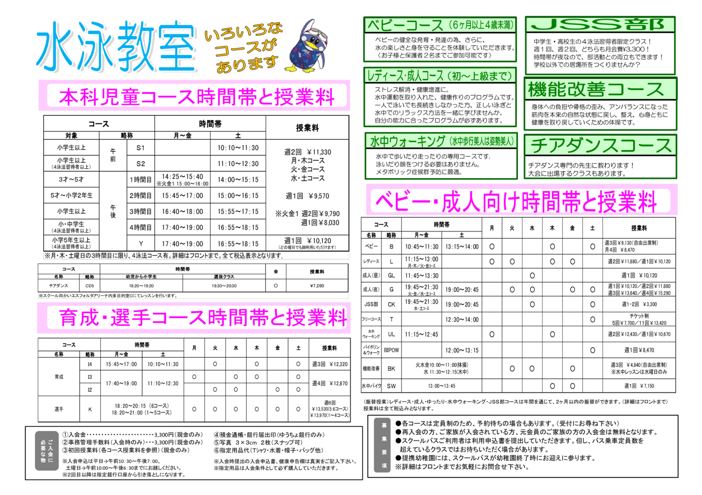 プログラム概要と料金画像