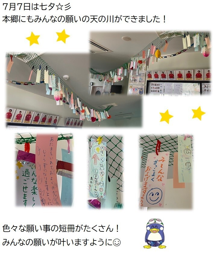 JSSスイミングスクール本郷　七夕の飾りができました！