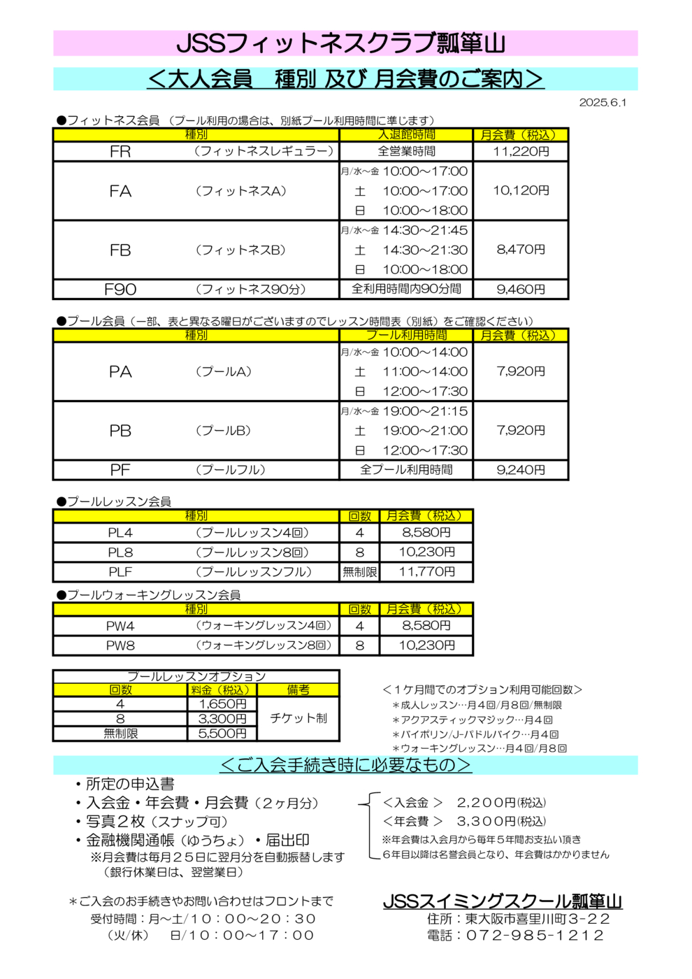 25.6～大人会員種別及び月会費