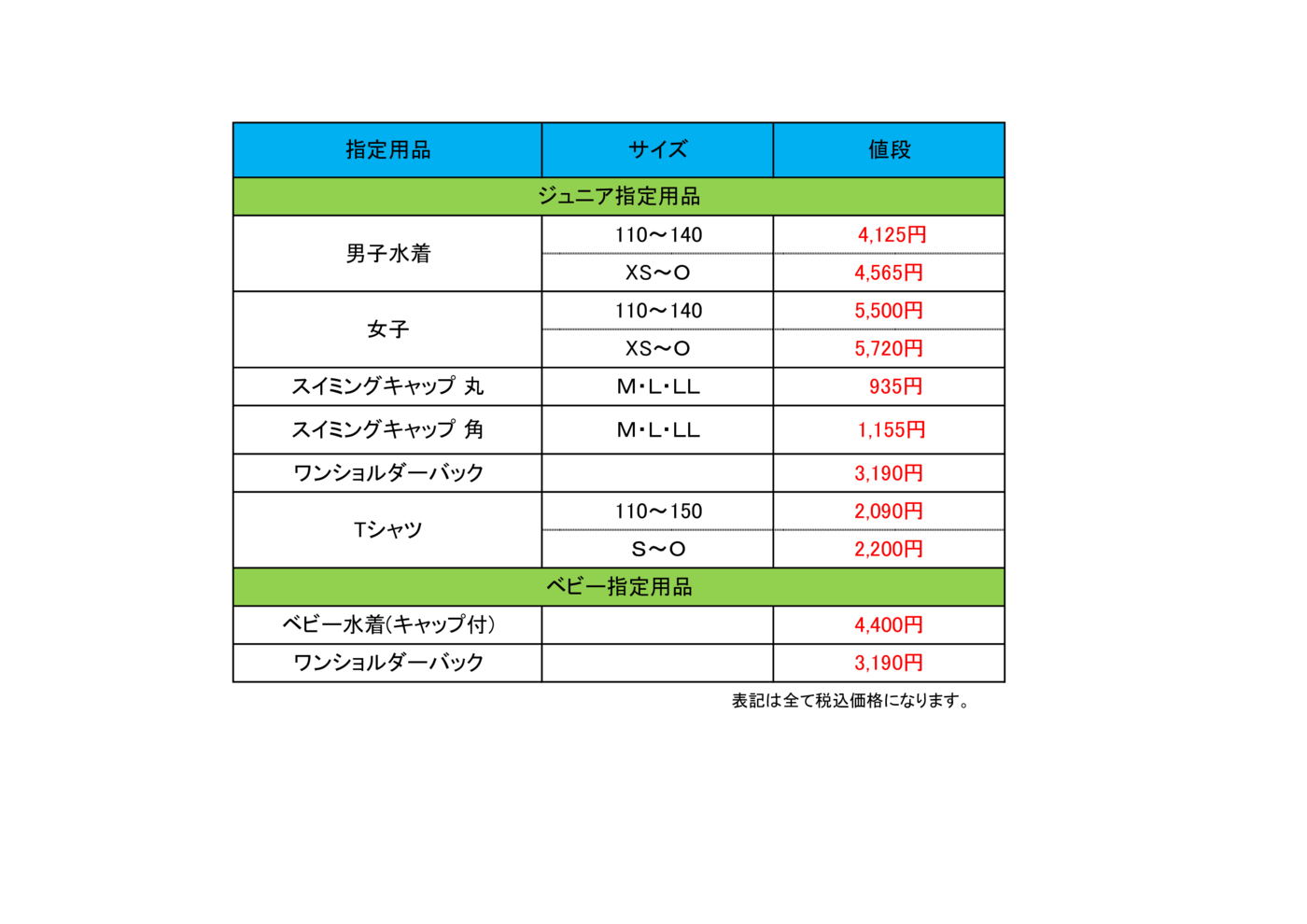 用品と価額の値段２