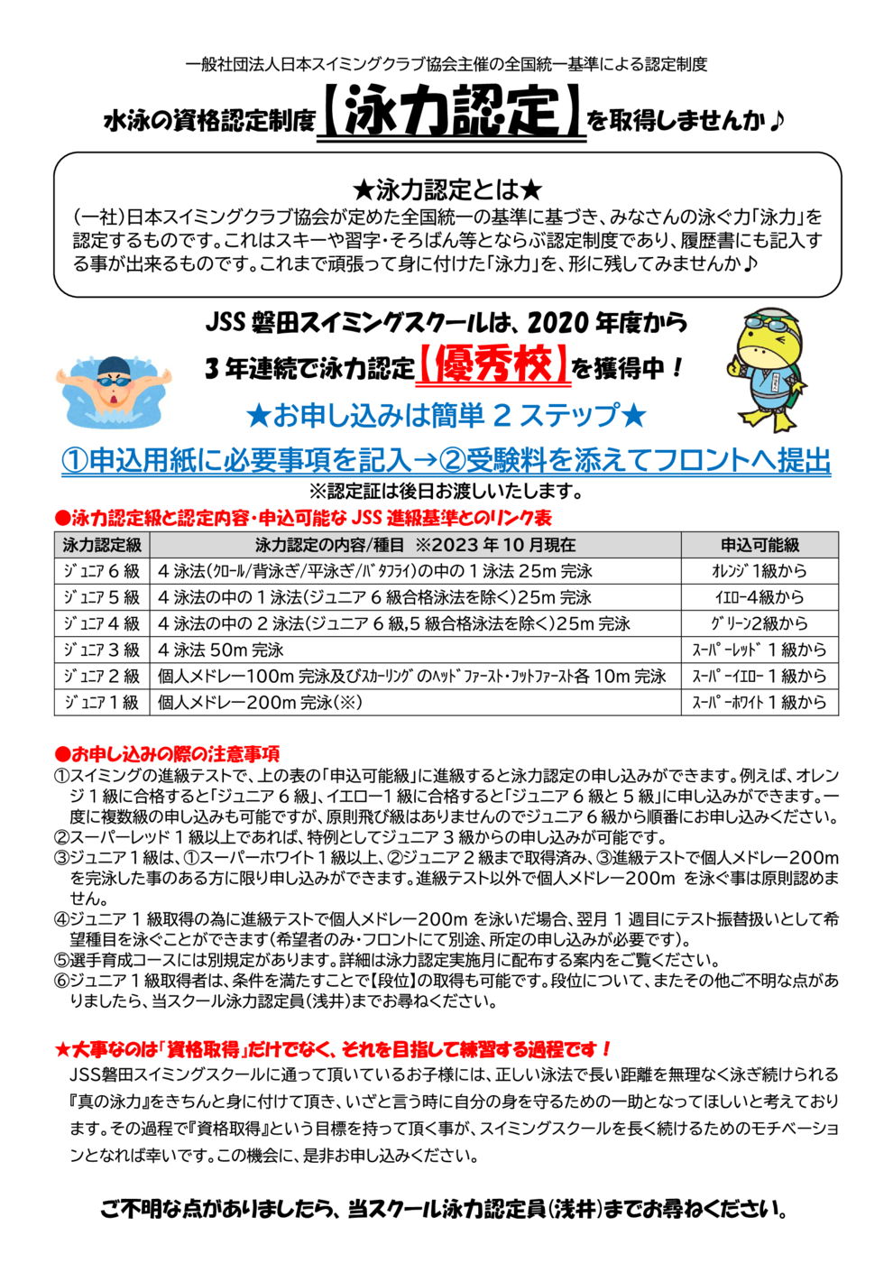 泳力認定ポスターのサムネイル