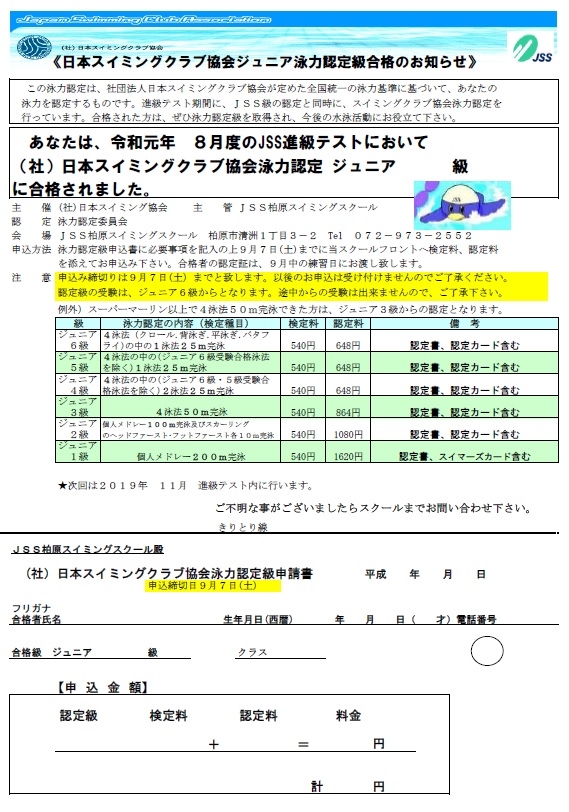 泳力認定ネット用