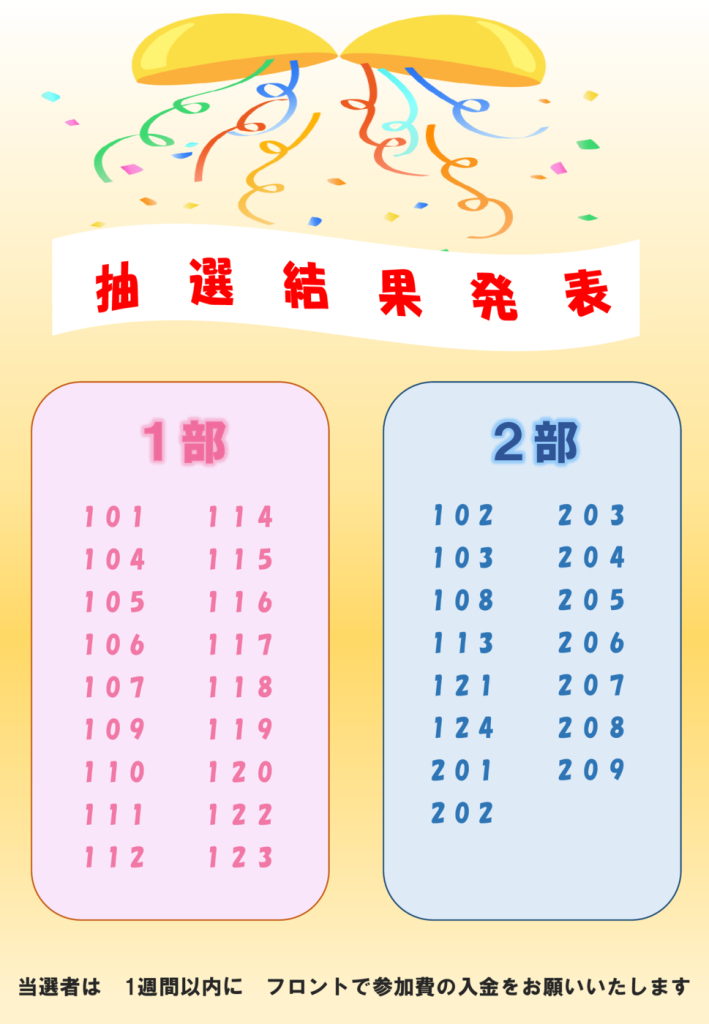 抽選結果のサムネイル