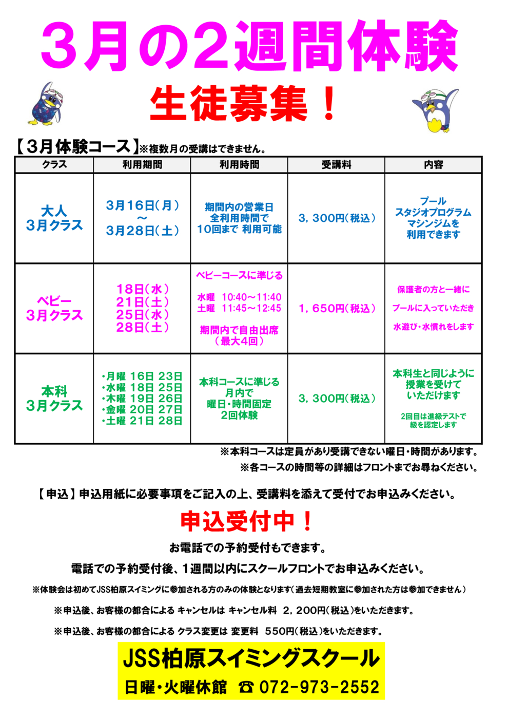 2026年春3月2週間体験チラシ