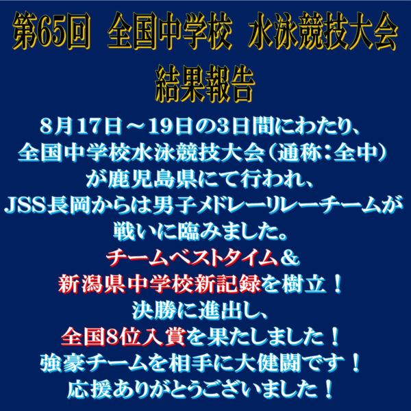 ☆全国中学校水泳競技大会☆ 画像