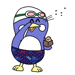 節分で豆まきをしているペン太くんの画像