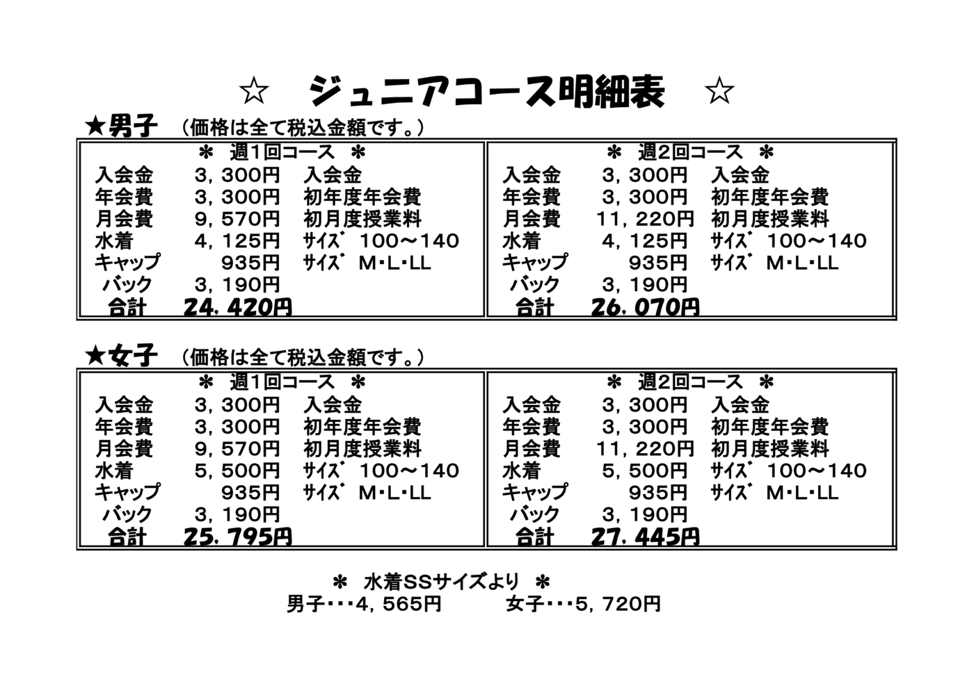 2026.4ジュニアコース入会明細表