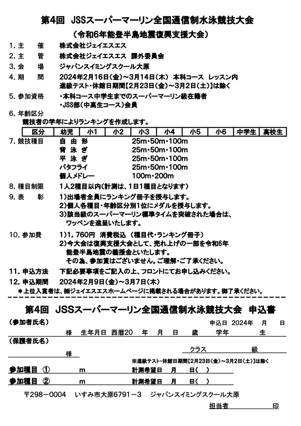 第4回JSSスーパーマーリン通信大会申込書