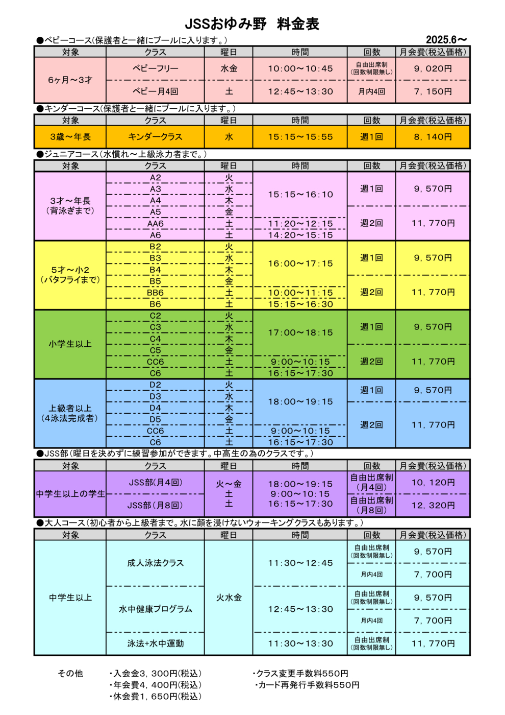 プログラム概要と料金画像