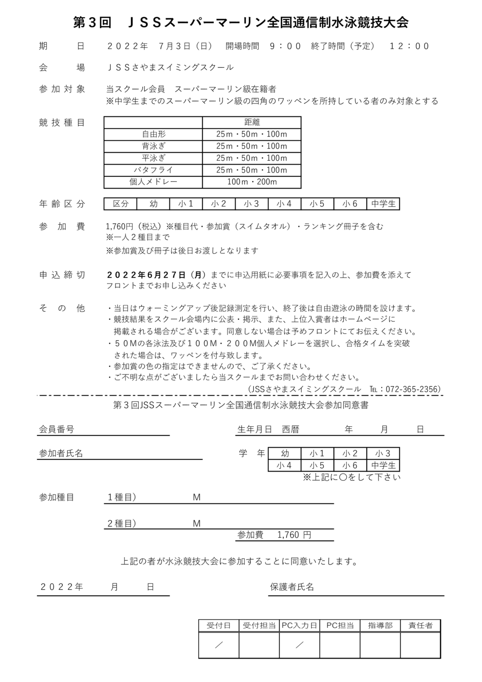 2022年第3回スーパーマーリン通信大会申込用紙