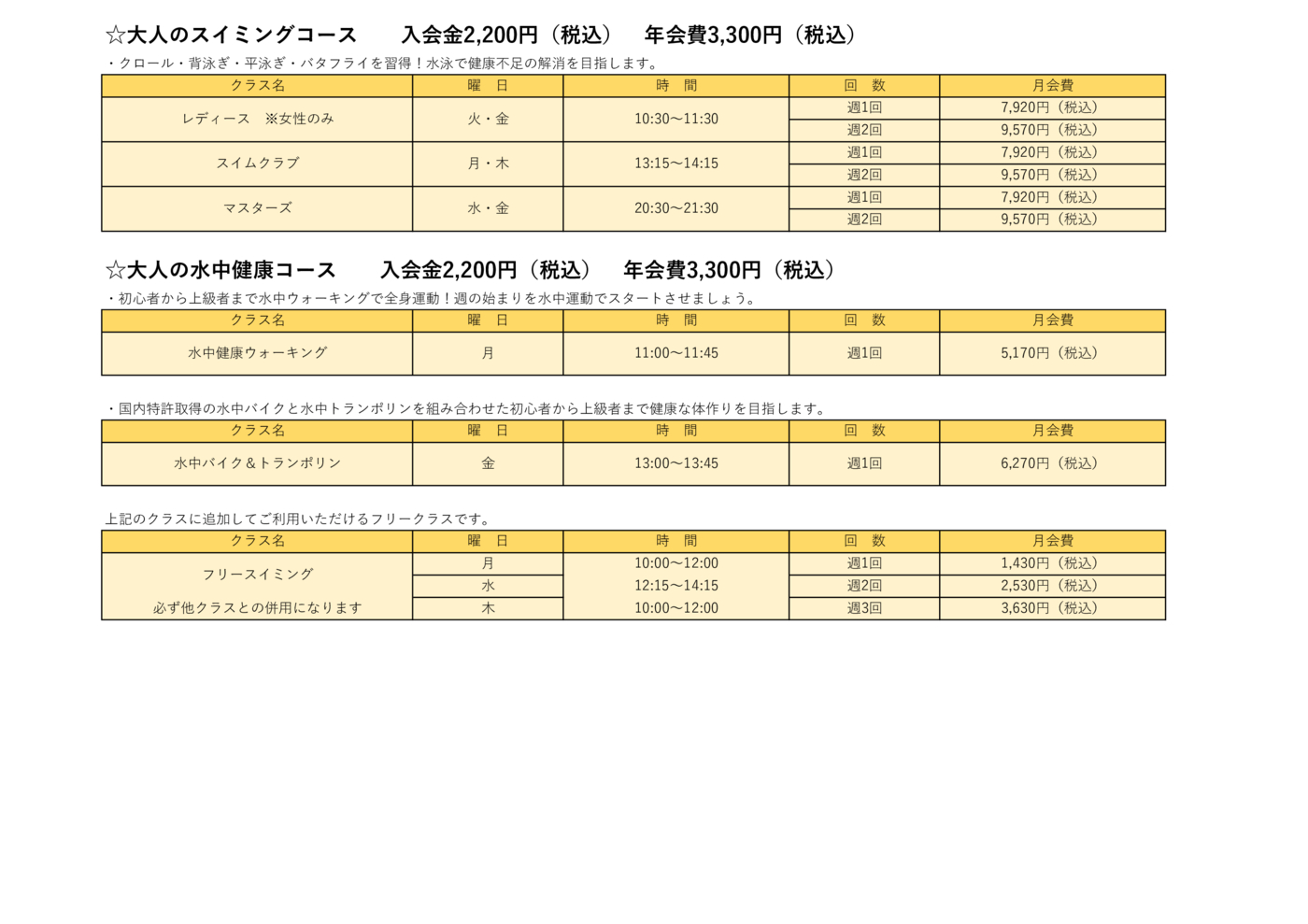 会員クラス紹介（大人用）2023.7_