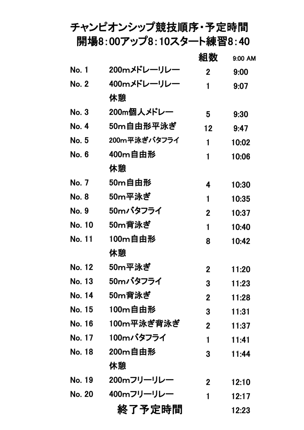 秋チャンピオンシッププログラム