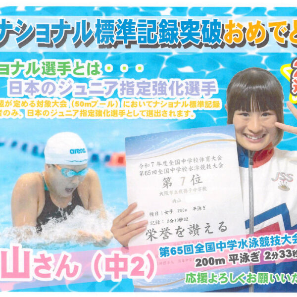 2025年度日本水泳連盟インターナショナル・ナショナル選手標準記録 2年連続突破! 画像