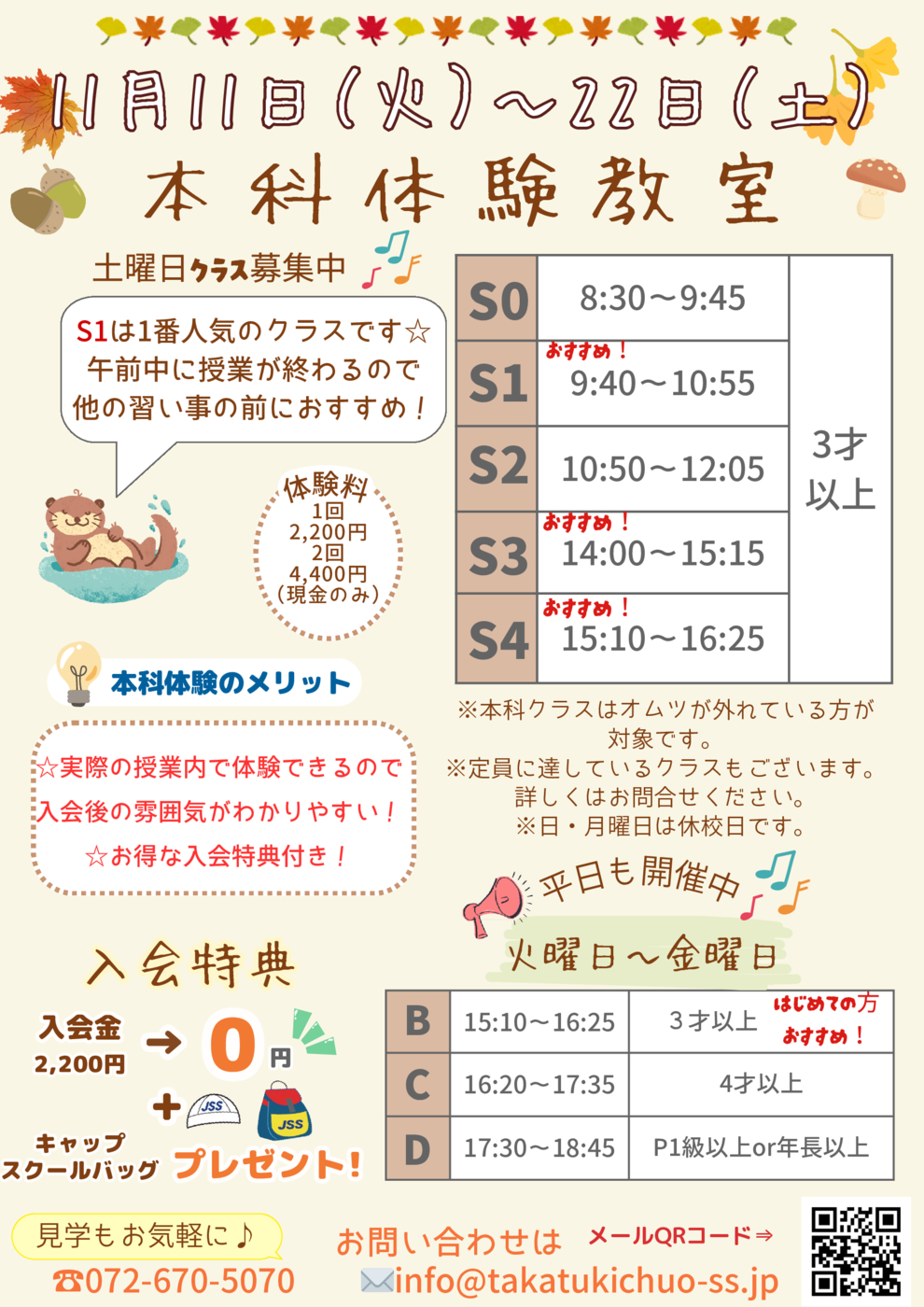 11月本科体験ポスター