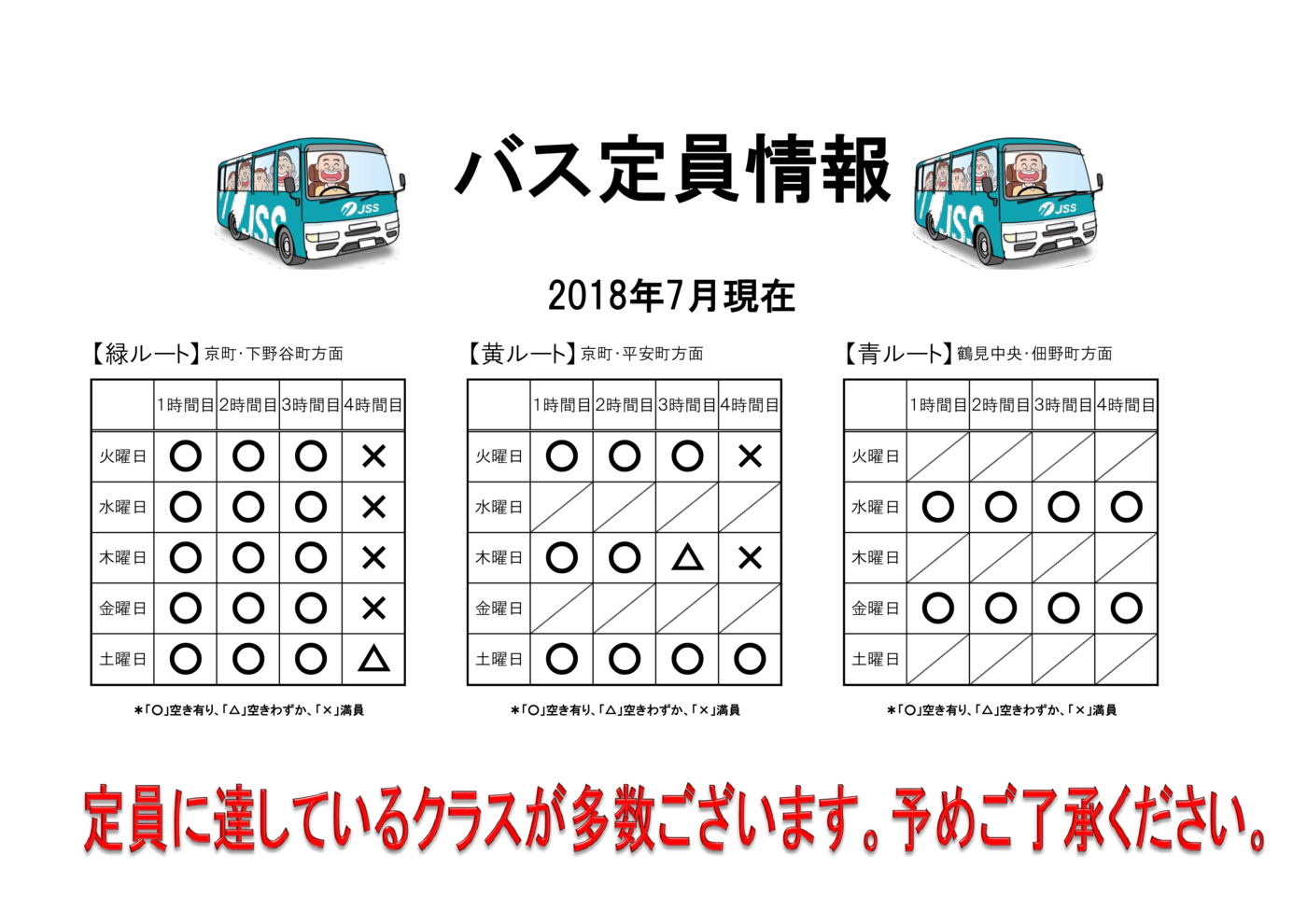 バス空き状況 7月