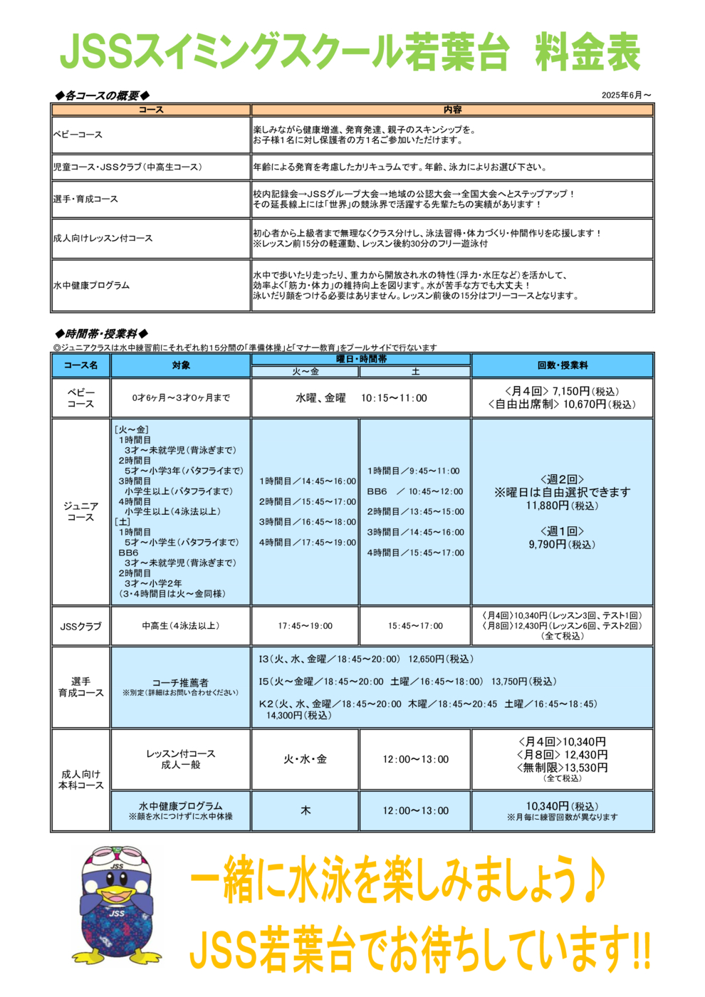 ホームページ用料金表2025年６月
