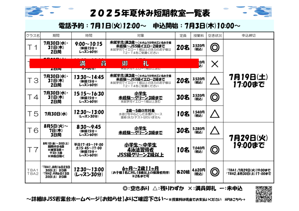 夏短空き状況③のサムネイル
